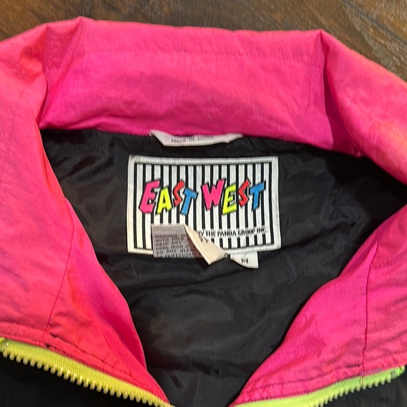 Vintage East West Colorful Ski Windbreaker Black Jacket with Neon Accents - Picture 2 of 15